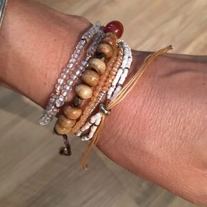 Bundle of 5 Boho Multilayered Bead Bracelets